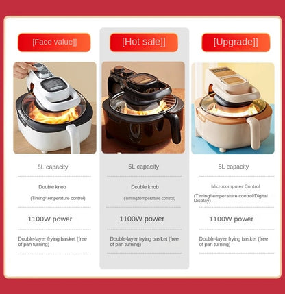 Flip-free air fryer double-layer fryer household large-capacity electric fryer fully automatic French fries machine