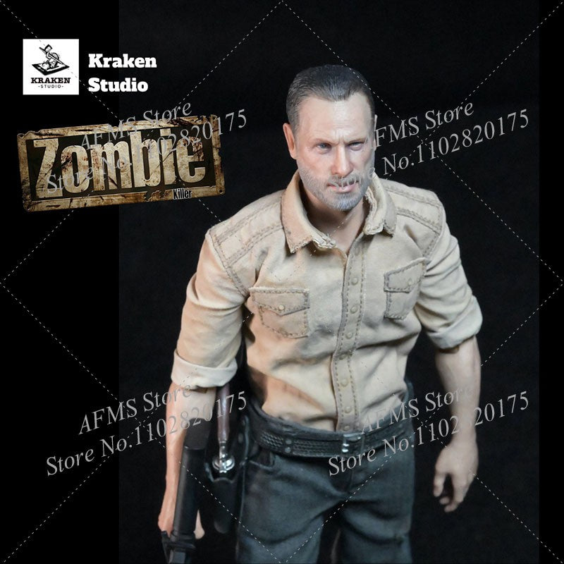 Kraken Studio Figura Colecionável 1/12 Escala Terrifying Zombie Police Killer Rick Conjunto Completo Figura de Ação de Soldado Masculino de 6 Polegadas Modelo