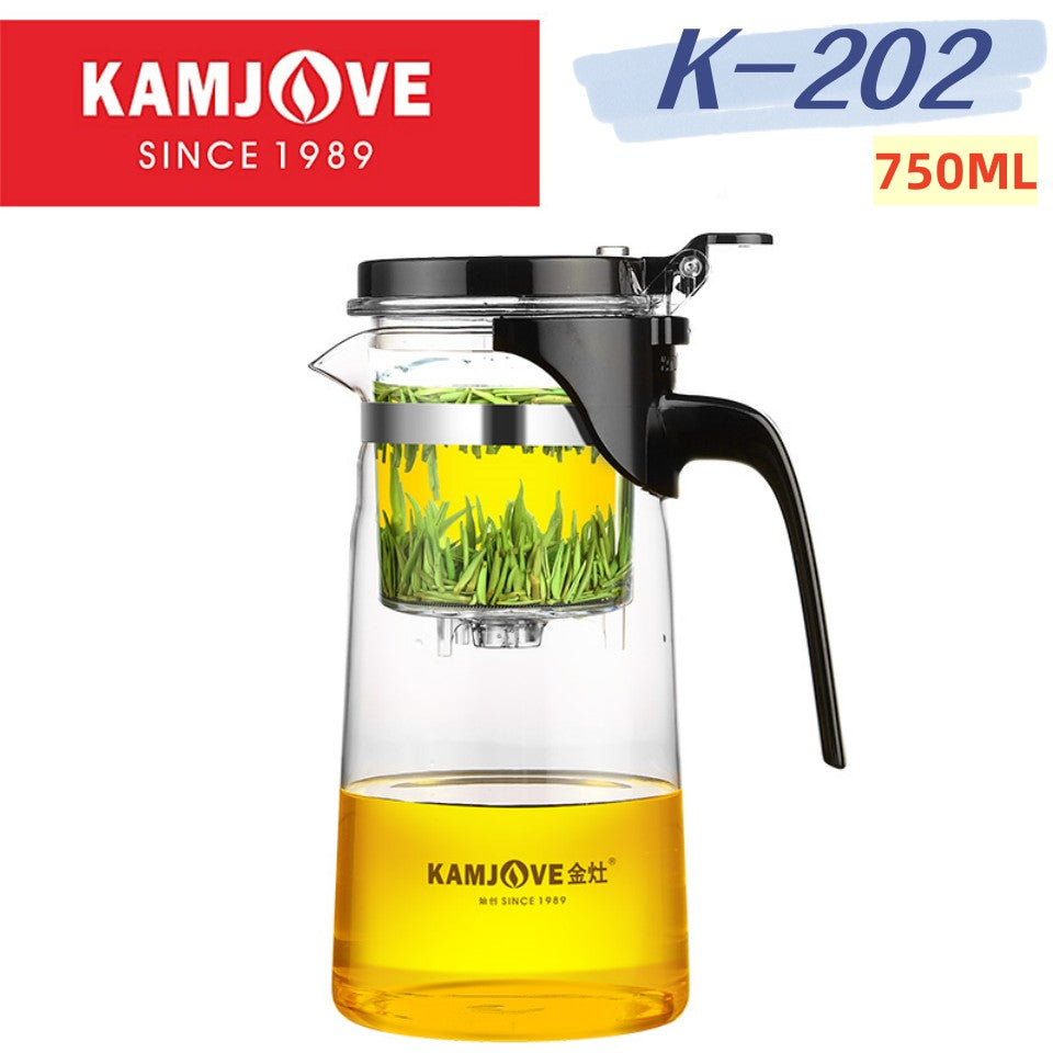 Bule de Chá de Vidro Resistente ao Calor KAMJOVE 400-900ML com Filtro de Um Toque para infusões Chaleira, Bule de Chá de Vidro com Separação