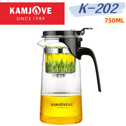 Bule de Chá de Vidro Resistente ao Calor KAMJOVE 400-900ML com Filtro de Um Toque para infusões Chaleira, Bule de Chá de Vidro com Separação
