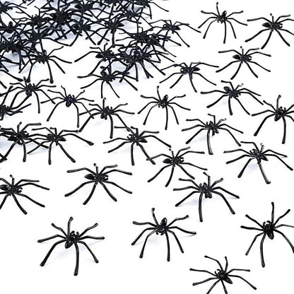 50/100Pcs Plastic Spider Halloween Black Fake Artificial Spider Toy For Prank Haunted House Decoration Navidad Party Supplies