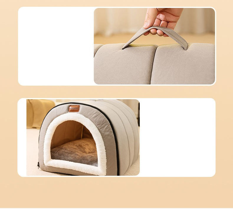 Cama de Cachorro de Inverno Autorrequecível Casa de Filhotes Aconchegante Tenda de Dormir para Gatos Caverna para Gatos Camas Ninho de Gatinhos Interno Cabana de Canil para Cães Gatos Pequenos e Médios
