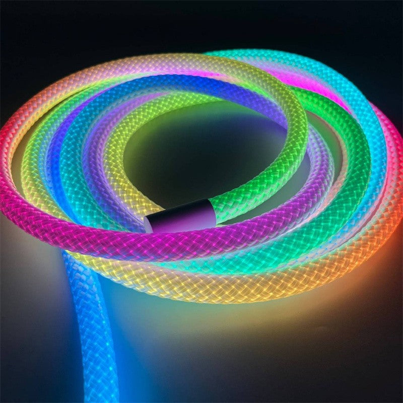 360 Degree Round Reticulate Neon LED Strip with Remote Control,RGBIC Nylon Flexible Dream Colorful Rope Light For Bedroom Living