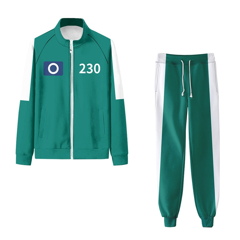 Green Movie Game Jumpsuit Cosplay Party Tracksuit Outfits Props Role Play Classic Costume From Korean TV Belt Full Mask Set