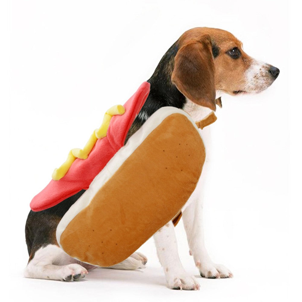 Roupa de Cachorro Hot Dog Para Pets Fantasia Engraçada de Salsicha de Dachshund para Inverno Quente