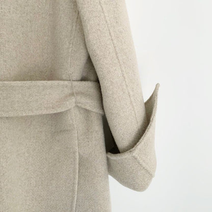 Retro Chic Autumn Winter Woolen Coat One Button Long Sve Suit Collar Waist Cinched Side Slit Warm Knitwear for Women