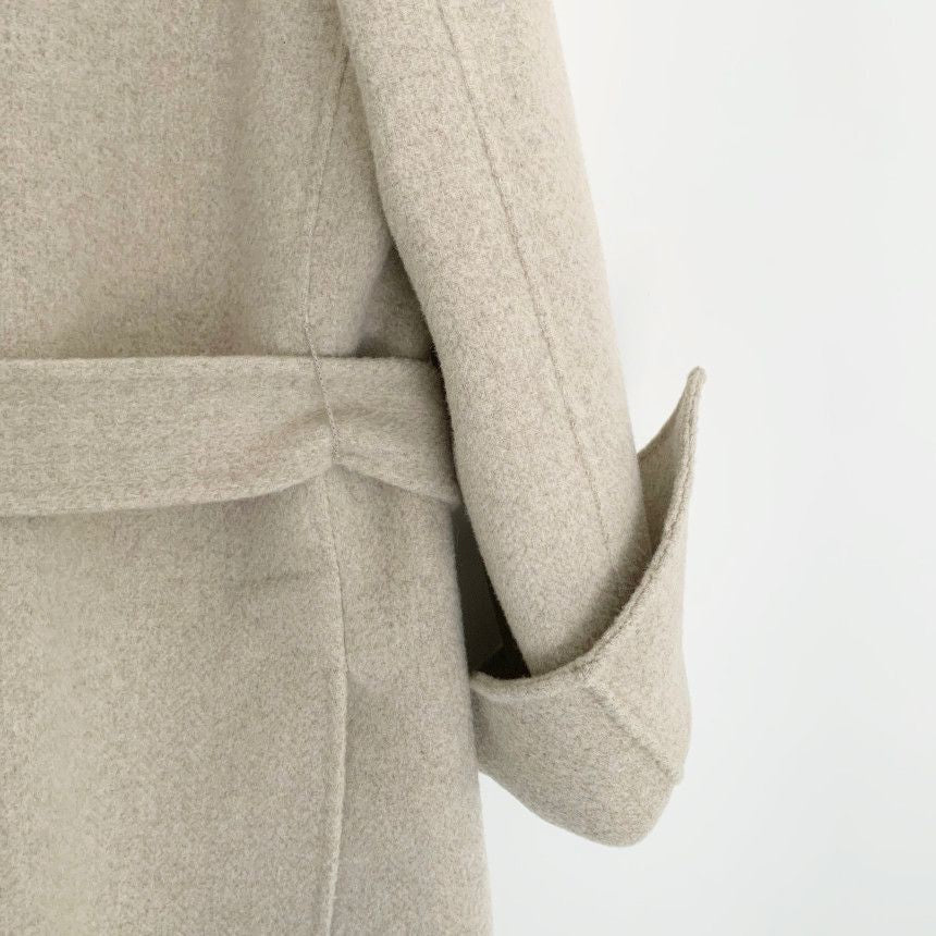 Retro Chic Autumn Winter Woolen Coat One Button Long Sve Suit Collar Waist Cinched Side Slit Warm Knitwear for Women