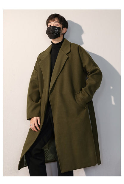 Men's Winter luxury Cardigans Trench Male Black Wool Overcoat Coat Black Long Padding Coat Men's Clothes Jac Windbreaker For Men