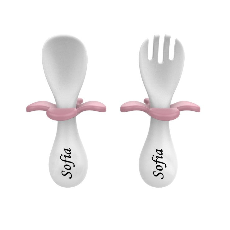 MIYOCAR personalized First Self Feed Baby Utensils – Anti-Choke, BPA-Free Baby Spoon and Fork Toddler Utensils Set