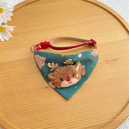 Coleira triangular de Natal para pets, coleira de gato fofa, acessórios de Natal para gatos, coleira de cachorro, alce vermelho