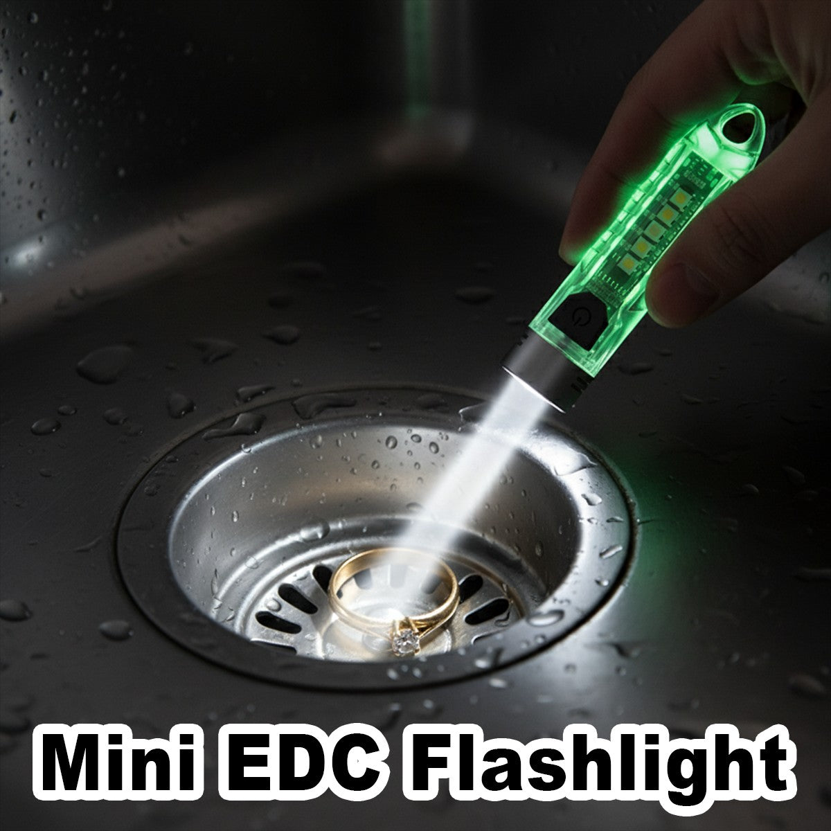 EDC Flashlight 400LM Uv Light Waterproof Usb Rechargeable Small Keychain Pocket Camping Work Mini Led Emergency Portable Outdoor