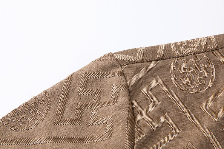 2024 Summer Ice Silk Men's Jacquard Short Sleeve T-shirt High end Brand Fashion Jacquard Cool Breathable Casual Round Neck Top