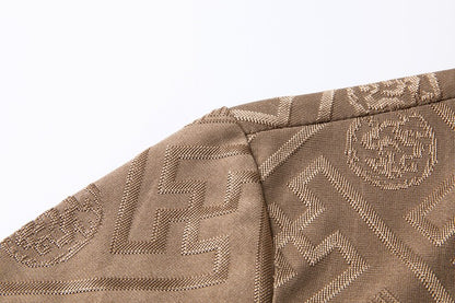 2024 Summer Ice Silk Men's Jacquard Short Sleeve T-shirt High end Brand Fashion Jacquard Cool Breathable Casual Round Neck Top