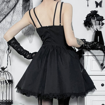Dark Halloween Lace Dress Punk Trend Sexy Evening Dress Suspender Skirt For Women