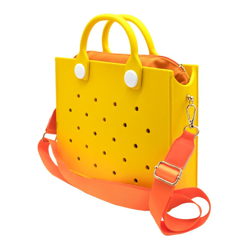 The orange guy Purple Women Fashion New EVA Punched Handbag Casual Waterproof Travel Tote Bag Fit Charms Outdoor Beach Bags