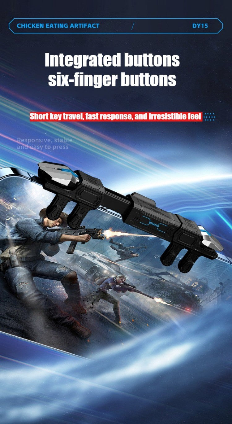 DY15 Mobile PUBG Game Trigger Aim Shooting ABS Alloy Key Button Six Finger Stretchable Sensitive Game Controller for IOS Android