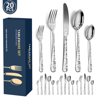 Conjunto de Talheres de Cobre com 20 Peças, Aço Inoxidável, para 4 Pessoas, Conjunto Exclusivo de Utensílios de Mesa com Garfo, Colher e Faca