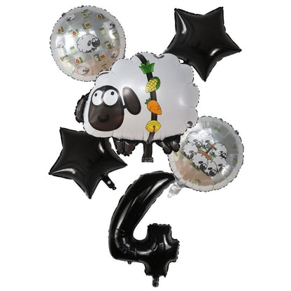 6pcs White Head sheep Foil Balloons Children's birthday party decor Baby Shower wedding marriage room balloons