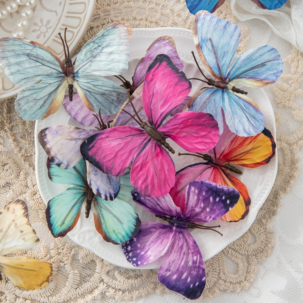 5/10PC Artificial Fake Fluorescent Butterfly Home Room Decor Valentine's Wreath Wedding Bridal Diy Gift Box Accessories Headwear