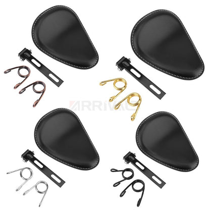 Assento de selim de couro de motocicleta retrô preto de couro solo para Harley Custom Chopper Bobber Honda Yamaha Kawasaki Suzuki