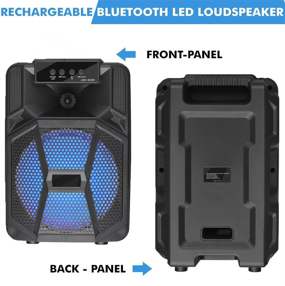 Caixa de Som Portátil Sem Fio Bluetooth 1000W Grande Luz LED Estéreo para Festa FM Karaokê Subwoofer 8 polegadas com Microfone e Controle Remoto