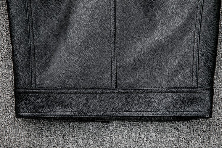 Wholesales.100% Genuine Leather jacket.Classic casual black Men cowhide clothes.quality plus size leather coat.Father's gift