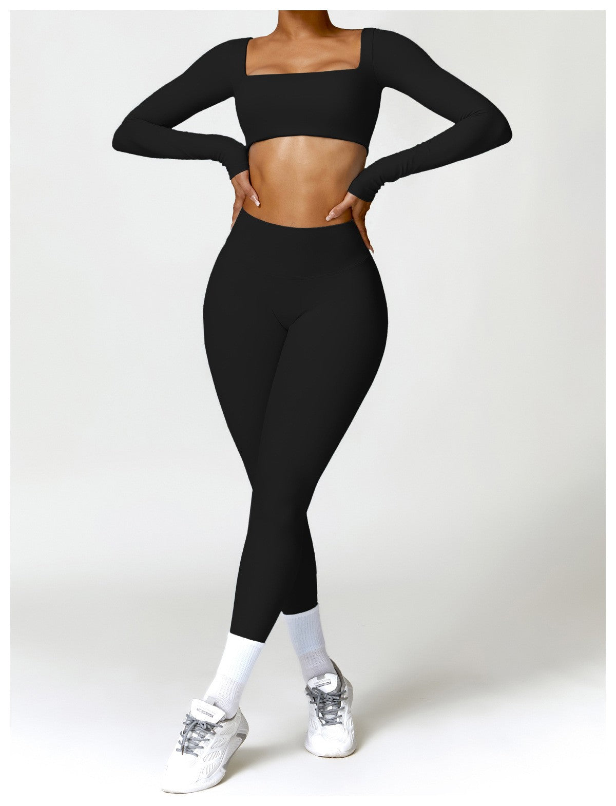2PCS Yoga Set Women Gym Long Sleeve Sports Suits Fitness Bra Crop Top Workout Clothes Female Athletic Wear Legging Sportswear