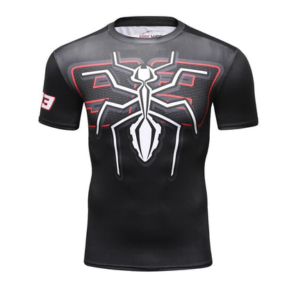 Sportswear Men T-shirt 3D Printing Ant Pattern Novel and Simple, Elastic Compression and Quick-drying Fitness Bodybuilding Shirt