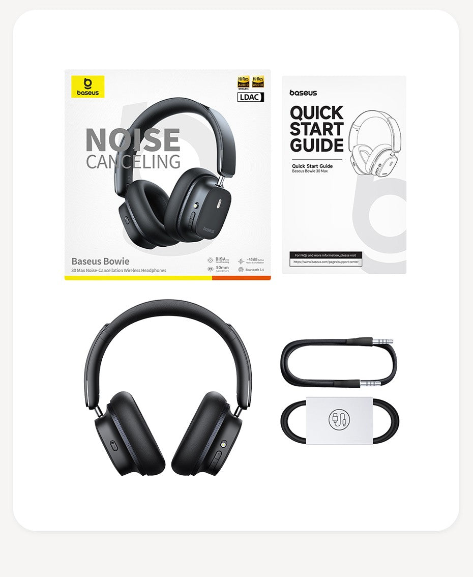 Baseus ANC Wireless Headphone Hi-Res LDAC Headset Bluetooth 5.4 BISA Pro Spatial Audio 50mm Driver Overhead Earphone Bowie 30Max