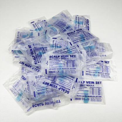 100 Unidades/Agulha de Infusão Borboleta com Boca Reta Descartável para Animais, Agulha de Infusão com Asa Dupla para Sala de Cuidados de Animais de Estimação