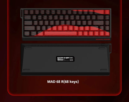 Teclado Gamer Switch Magnético MADLIONS MAD 60/68HE Com Fio Drive Web Custom 8K 61/68 Retorno RT Ajustável Hot Swap