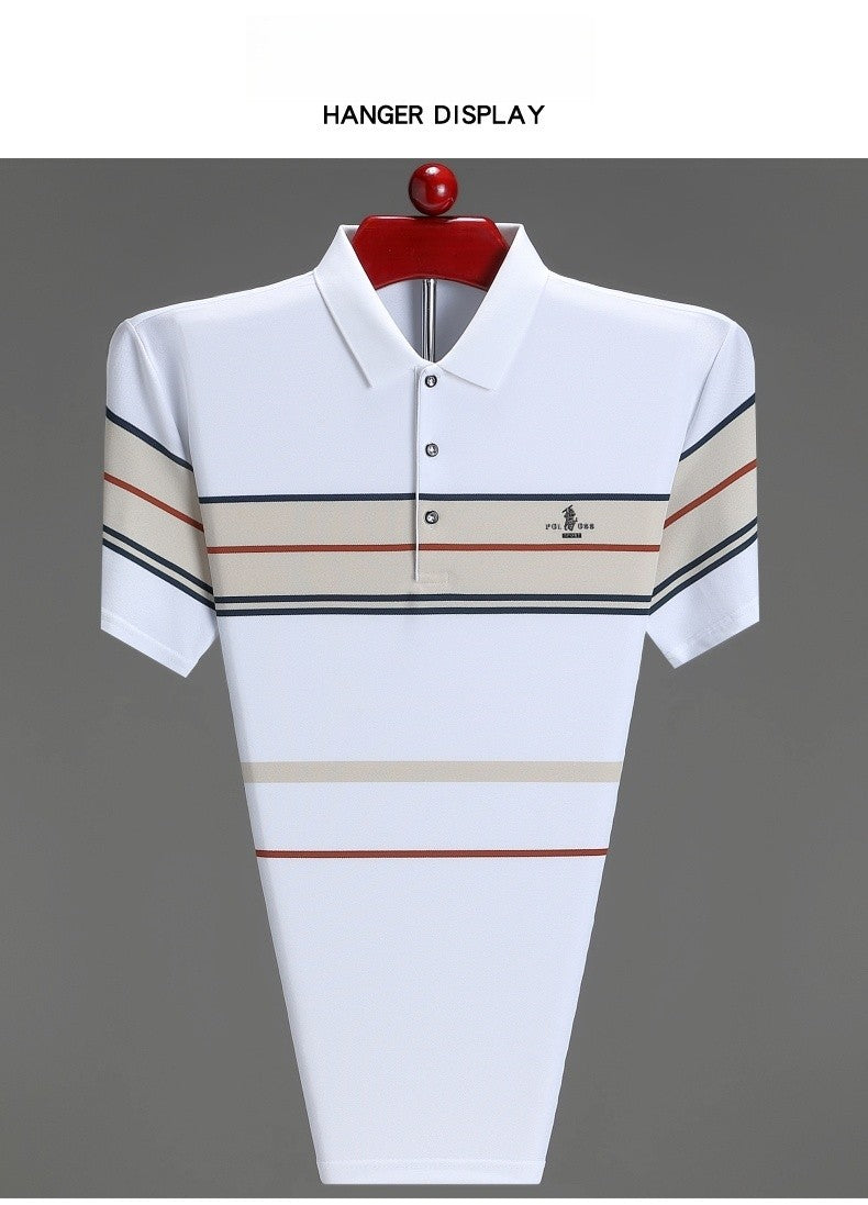 Luxury men's short sleeved polo shirt summer fashion hot selling striped top badge original design golf casual business T-shirt
