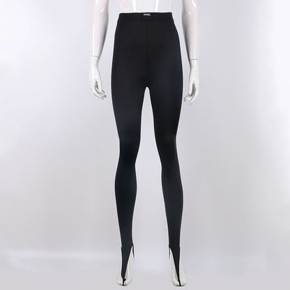 Korean Fashion Winter Black High Waisted Skinny Y2K Women Pants Sexy Glitter Cas