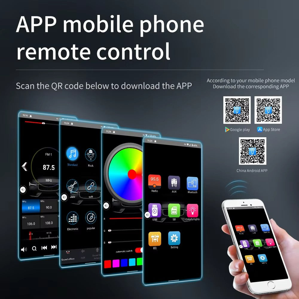 Podofo Car Audio Radio 1 Din MP3 Car Stereo Bluetooth FM AUX In USB Colorful Buttons APP Remote Control Car Multimedia Player