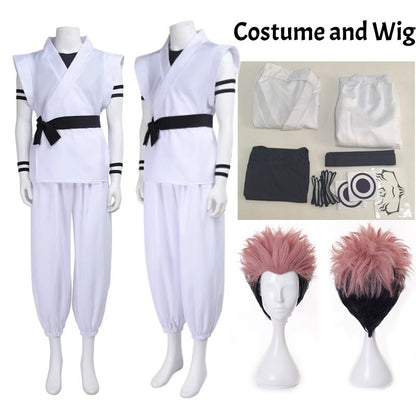 Ryomen Sukuna Cosplay Costume Jujutsu Kaisen Anime Kimono Outfit Full Set Tattoo Stickers Halloween Party Roleplay Costume