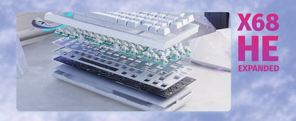 Teclado Mecânico para Jogos ATTACK SHARK X68 HE Rapid Trigger 60% com Fio, Atuação Ajustável, Switch Magnético Hall Effect, 8KRO