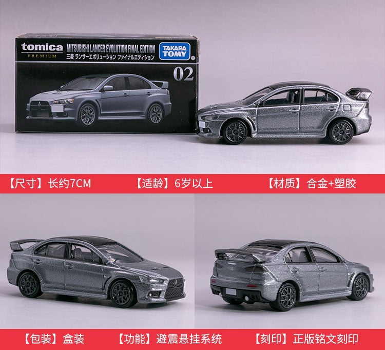 TOMY Mitsubishis JDM Lancer Evo X Carros de liga leve e veículos de brinquedo Modelo de carro em miniatura em escala para crianças