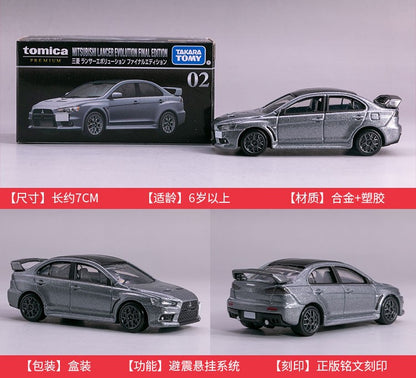 TOMY Mitsubishis JDM Lancer Evo X Carros de liga leve e veículos de brinquedo Modelo de carro em miniatura em escala para crianças