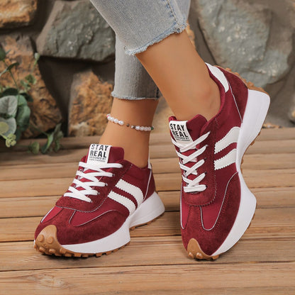 Spring Thick Bottom Women Sneakers 2025 Summer Casual Patchwork Leather Sneakers Women Outdoor Casual Comfortable Shoes Ladies