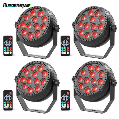 4PCS RGB Disco DJ Lights Wireless Rechargeable Par Lights 12LEDs Mini Stage Light for Party Bar Club Wedding Birthday Theater