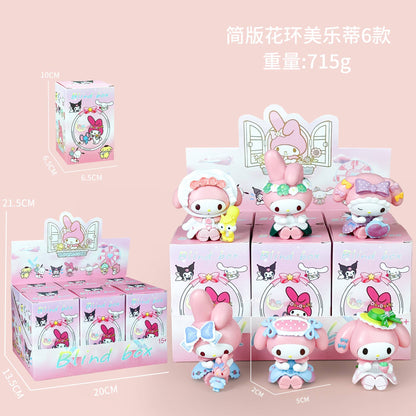 Sanrio Nova Série Flor de Rima Blind Box Kawaii Kuromi Pochacco Cinnamoroll Melody Caixa Surpresa Boneca Sacola Surpresa Decoração Brinquedo Presente