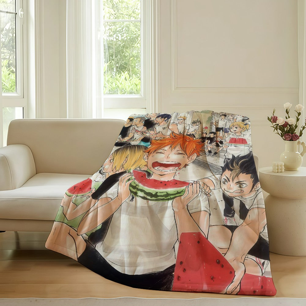 Volleyball Anime H-Haikyu!! Blanket For Sofa Office Bed Plane Travel Sleep Read Relax Camping Soft And Warm