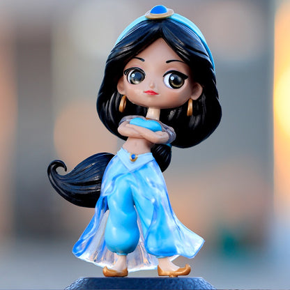14-16cm Princesa Q Posket Branca de Neve Sereia Cinderela Bela Mulan Jasmine Sininho Aurora PVC Boneco de Ação Brinquedo Presentes para Crianças