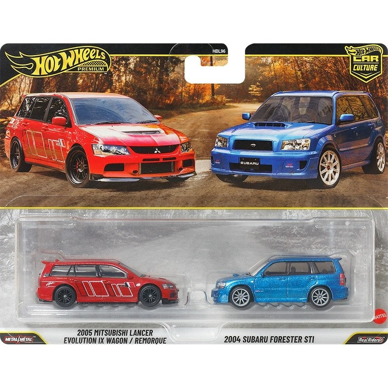 Hot Wheels Premium Car Culture 2 Packs Mitsubishi Subaru Dodge Porsche 1:64 Diecast Alloy Classic Performance Car Collectible
