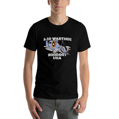A-10 Warthog USA Flag Military Airplane A10 Thunderbird Gear T-Shirt man graphic t shirt T-Shirt