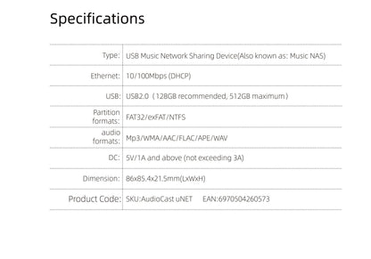 Receptor de áudio sem fio Wifi para streaming de música Audiocast Ieast pPlay M5 DLNA para adaptador de áudio Airplay com função multiroom