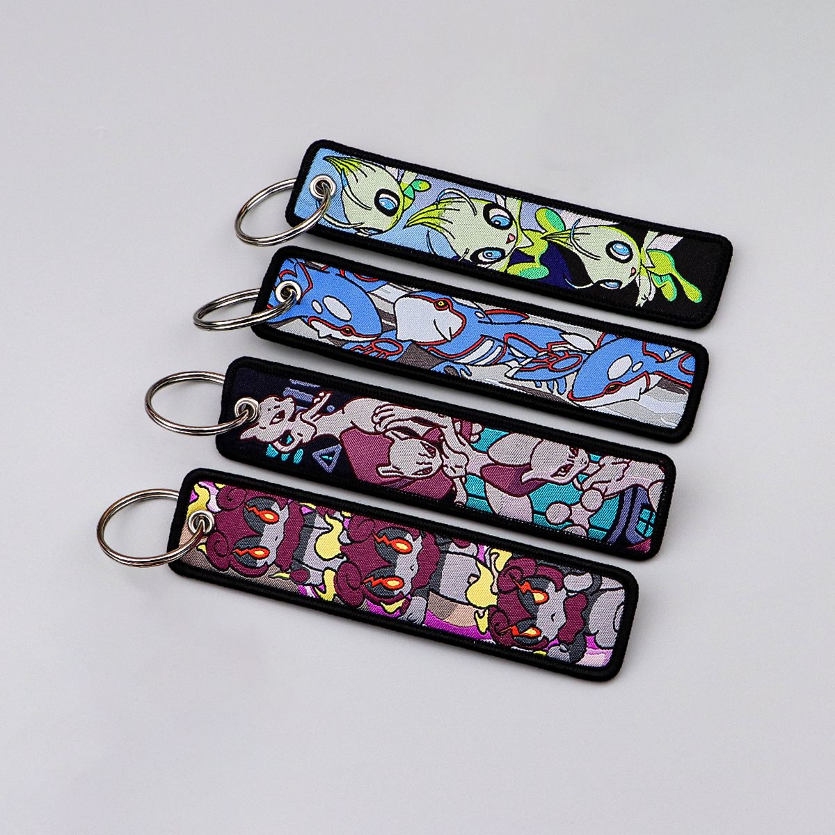 Japanese Anime Elf Monsters Keychain for Cars Backpack Key Holders Embroidery Keyrings Key Tag Jet Tag Accessories Gifts 1pcs