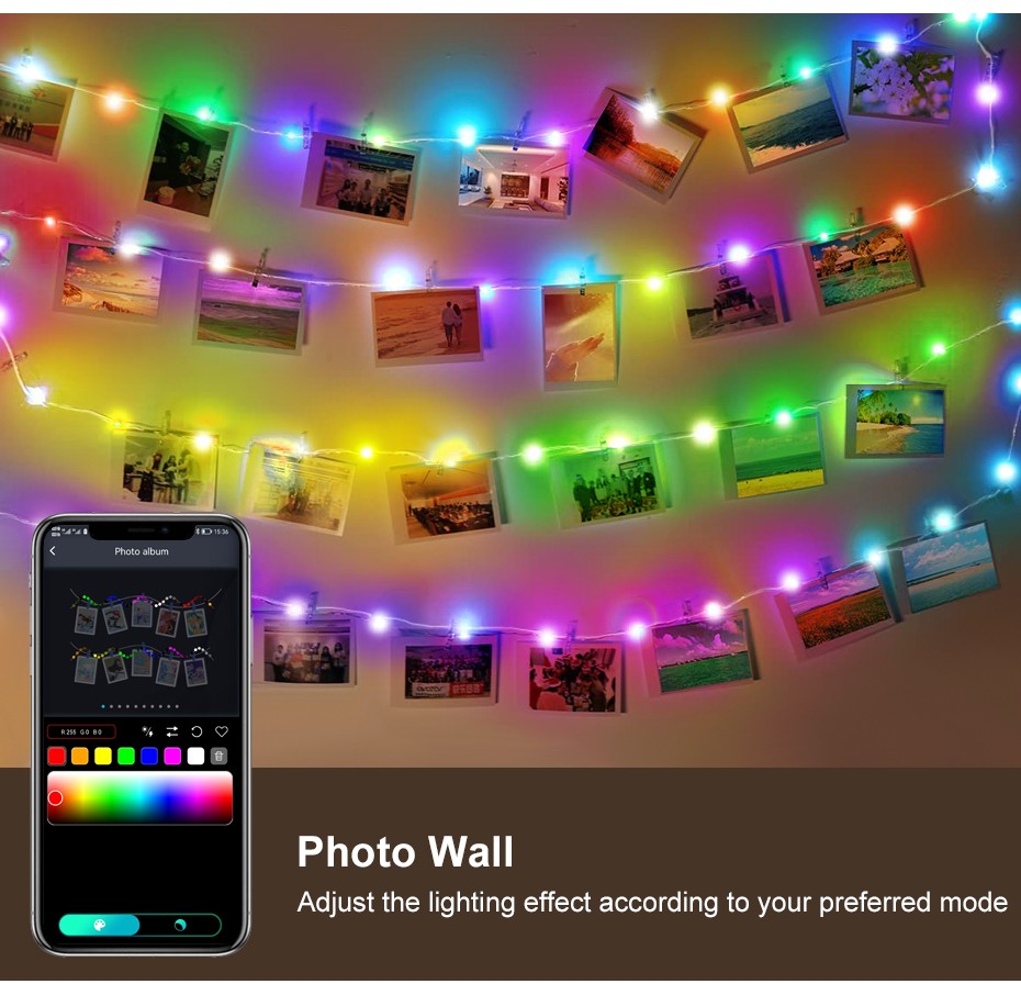 Bluetooth Smart LED String Fairy Lights 5V WS2812B Christmas Garland Light RGBIC Dream Color Waterproof IP67 for Party Holiday