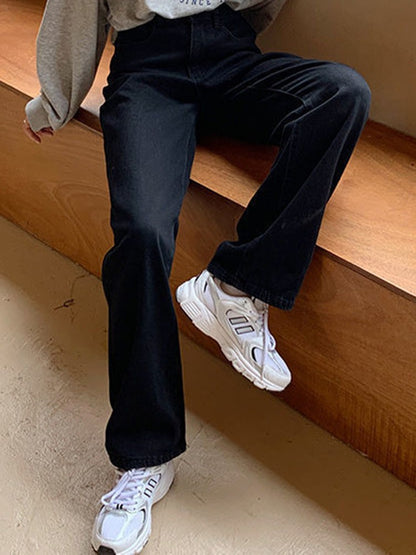 Woman High Waist Wide Leg Jeans Girls Casual Denim Straight Leg Pants Female White Black Blue Light Blue Beige Loose Trousers
