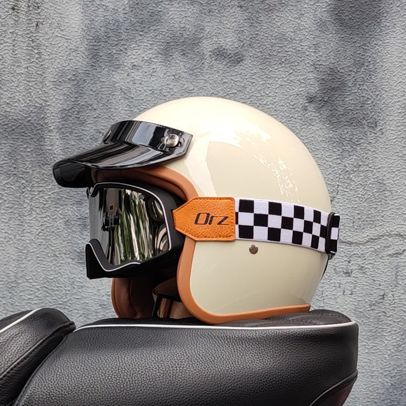 Capacete de motocicleta retrô semiaberto acessórios para motocicleta cross-country capacete de motocicleta 3/4 capacete retrô de inverno